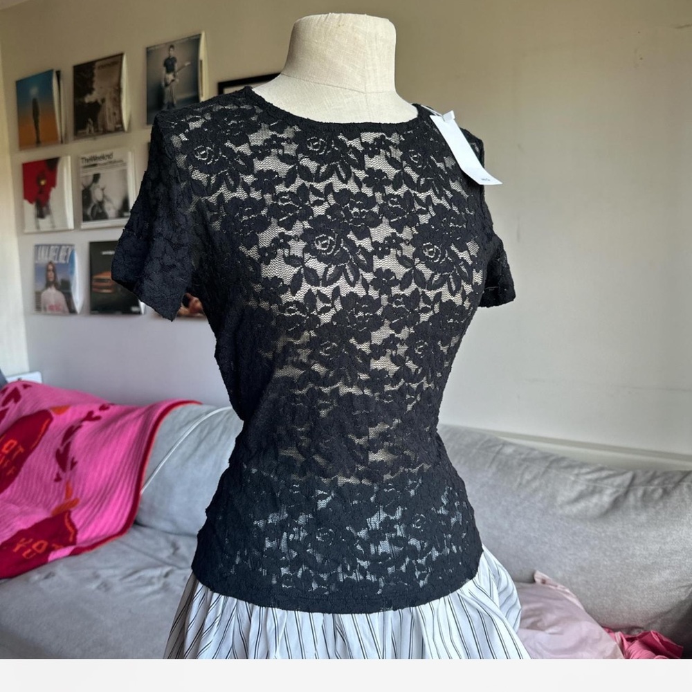 Mango Black Lace Blouse